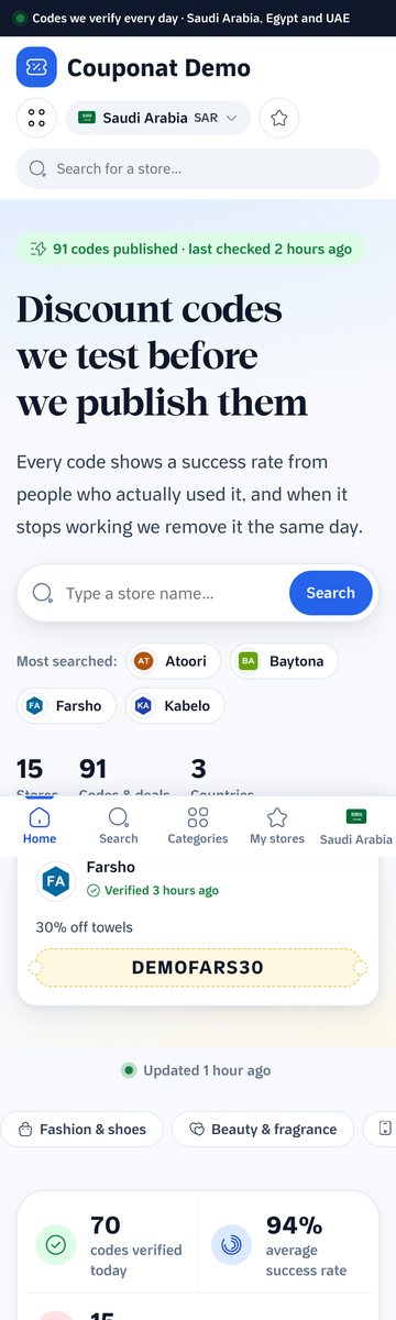 Phone layout with the off-canvas menu