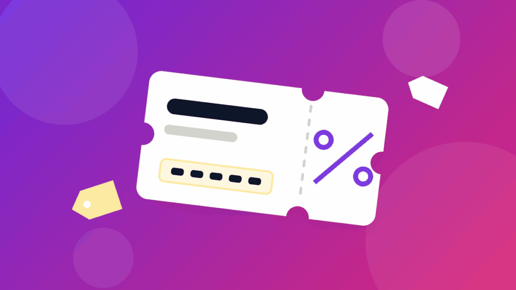 A discount code ticket with a percent sign