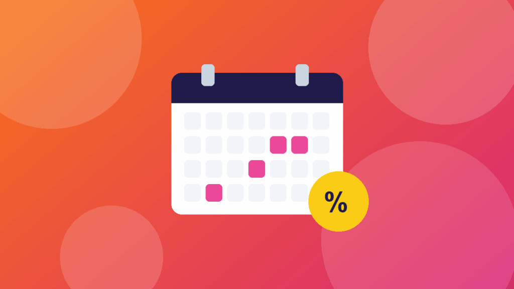 A calendar with sale days marked